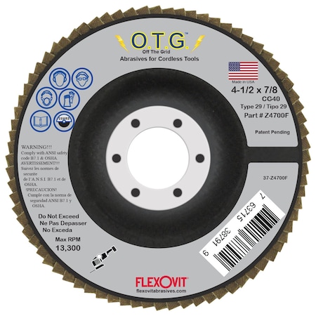 Flexovit FLAP DISC OFF THE GRID 4-1/2inX7/8in Z4700F